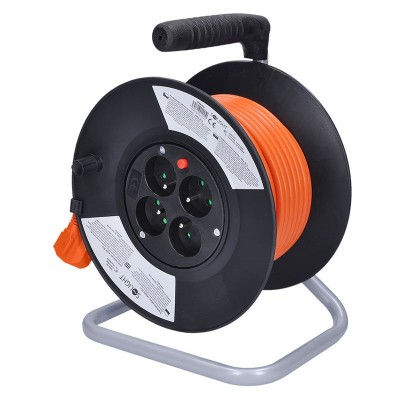 Solight prodlužovací přívod na bubnu, 4 zásuvky, 20m, oranžový kabel, 3x 1,5mm2 - foto č. 4