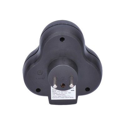 Solight rozbočka, 3 x 10A, černá, vypínač - foto č. 4