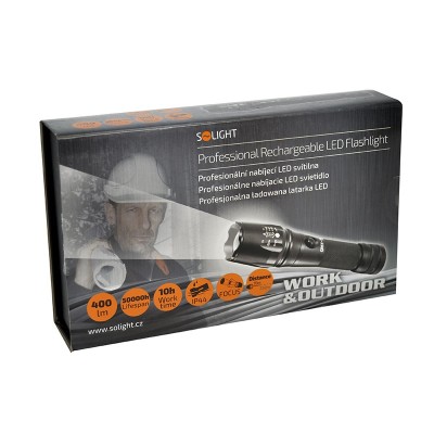 Solight LED nabíjecí profesionální svítilna, 600lm, T6 XML Cree LED, zoom, Li-Ion - foto č. 7