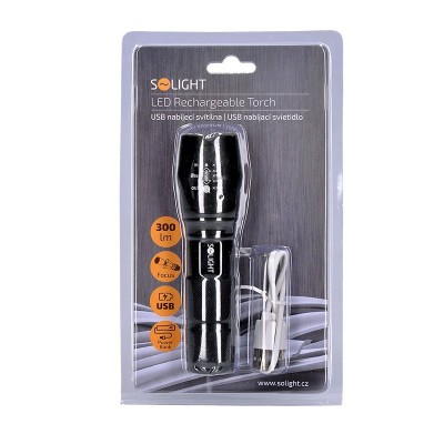 Solight LED nabíjecí svítilna, 300lm, Cree, zoom, power banka, Li-Ion - foto č. 6