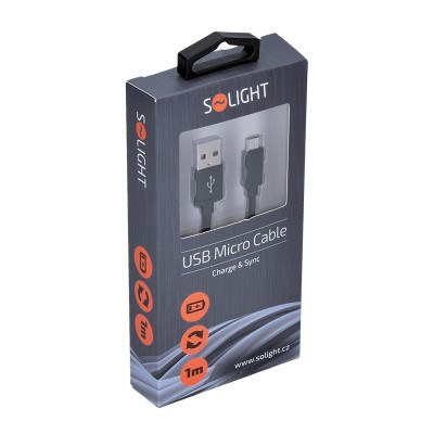 Solight USB kabel, USB 2.0 A konektor - USB B micro konektor, blistr, 1m - foto č. 3