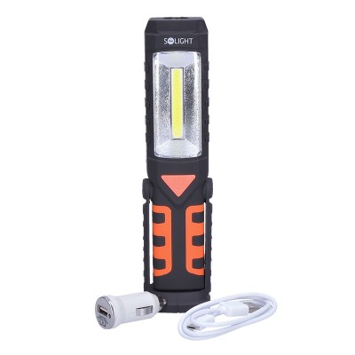 Solight multifunkční nabíjecí LED lampa,  3W COB, 250 + 40lm, Li-Ion, USB, černooranžová - foto č. 2