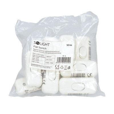 Solight vypínač šňůrový, jednopólový průchozí, bílý - foto č. 3