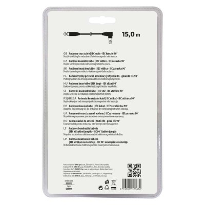 Anténní koaxiální kabel stíněný 15m - úhlová vidlice (1 ks) - foto č. 4