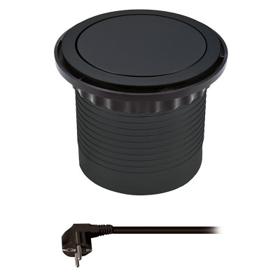 Solight prodlužovací přívod, 4 zásuvky, černý, 2m, výsuvný blok zásuvek, kruhový tvar - foto č. 2