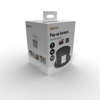 Solight prodlužovací přívod, 4 zásuvky, černý, 2m, výsuvný blok zásuvek, kruhový tvar - foto č. 4