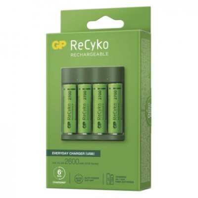 Nabíječka baterií GP Everyday B421 + 4× AA ReCyko 2700 + USB (1 ks) - foto č. 10