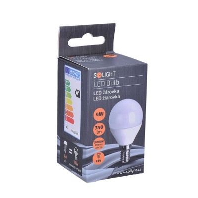 Solight LED žárovka, miniglobe, 4W, E14, 3000K, 340lm, bílé provedení - foto č. 2