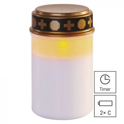 LED hřbitovní svíčka, 12,5 cm, 2x C, venkovní i vnitřní, vintage, časovač (1 ks) - foto č. 3